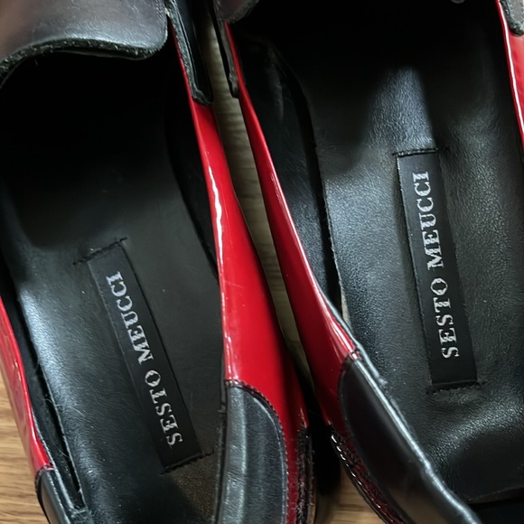 SESTO MEUCCI PATENT LEATHER LOAFERS RED BLACK SIZE 7.5M MADE IN ITALY - Picture 6 of 12